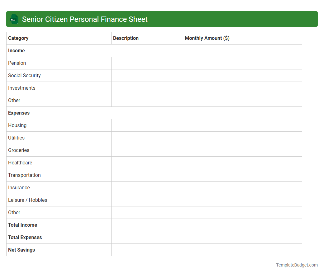 Senior Citizen Personal Finance Sheet
