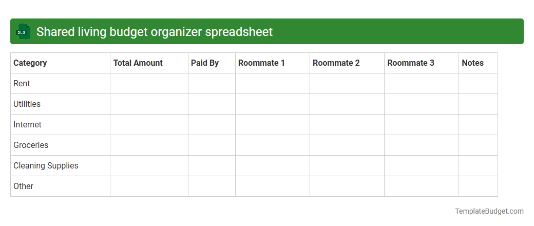 Shared living budget organizer spreadsheet