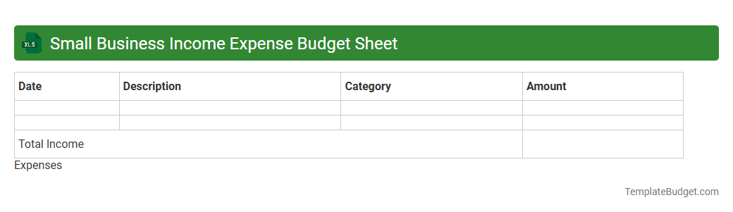 Small Business Income Expense Budget Sheet