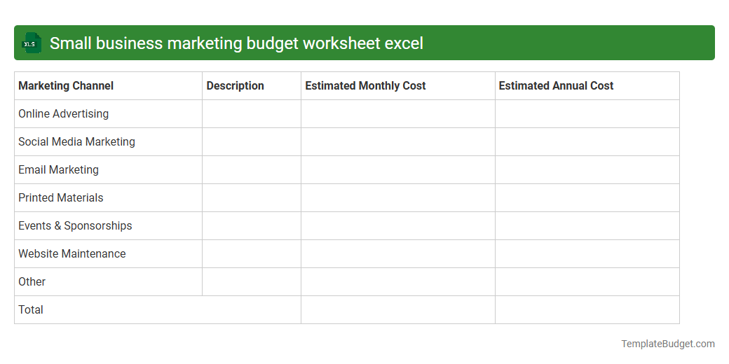 Small business marketing budget worksheet excel