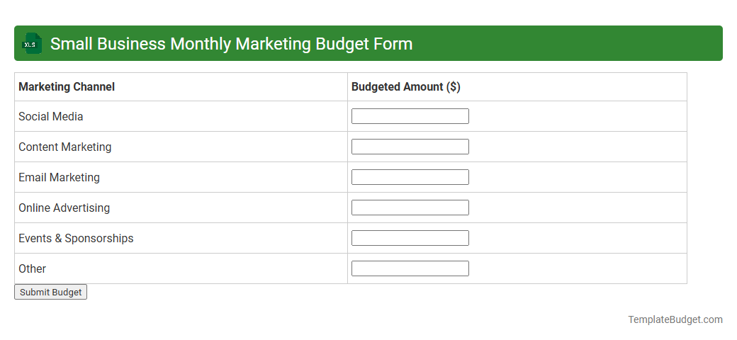 Small Business Monthly Marketing Budget Form
