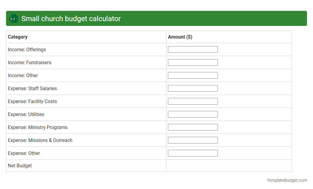Small church budget calculator