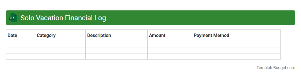 Solo Vacation Financial Log