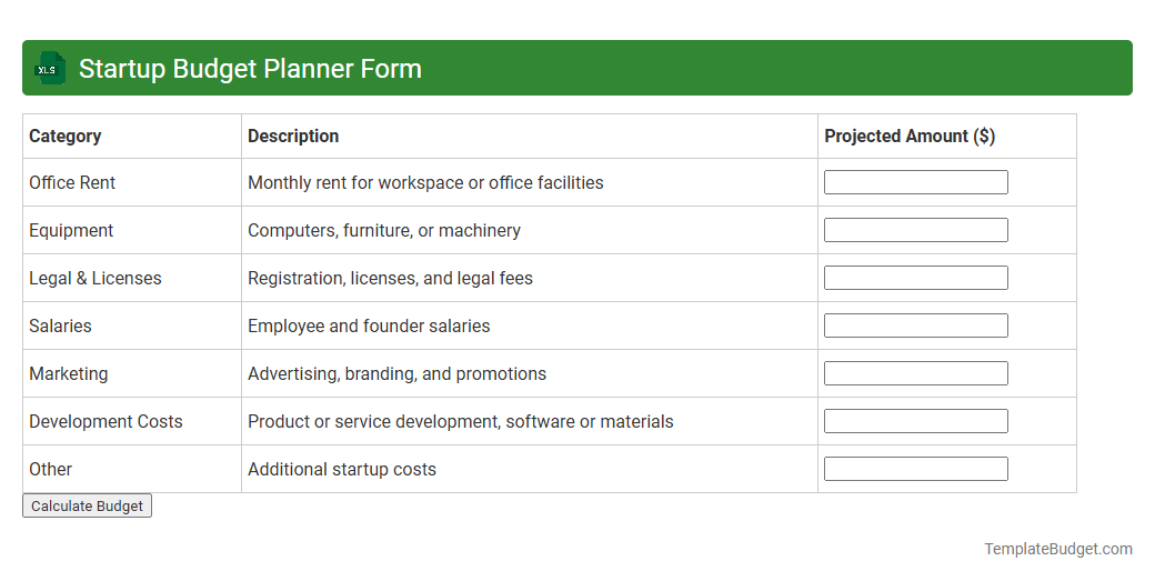Startup Budget Planner Form