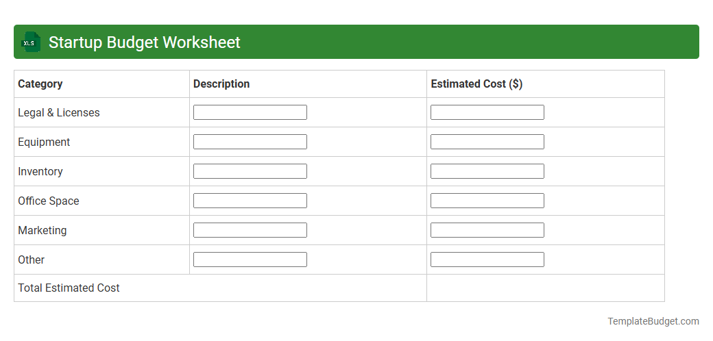 Startup Budget Worksheet