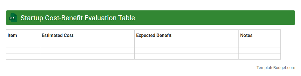 Startup Cost-Benefit Evaluation Table