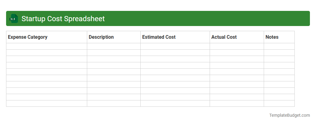 Startup Cost Spreadsheet