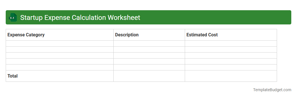 Startup Expense Calculation Worksheet