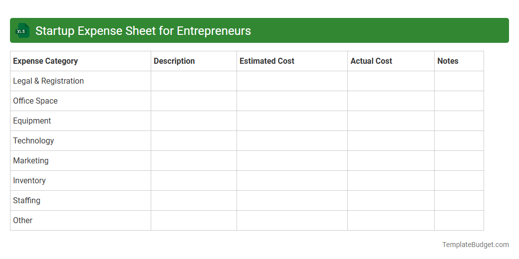 Startup Expense Sheet for Entrepreneurs
