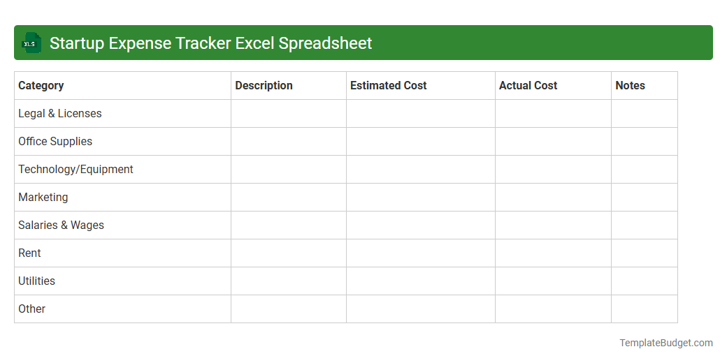Startup Expense Tracker Excel Spreadsheet