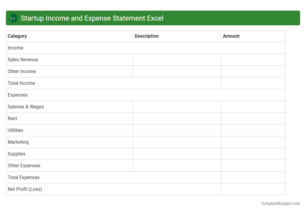 Startup Income and Expense Statement Excel
