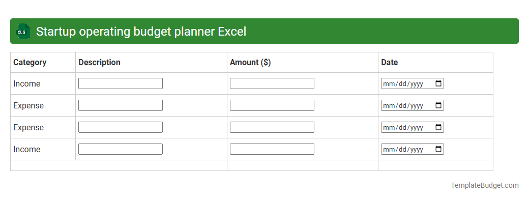 Startup operating budget planner Excel