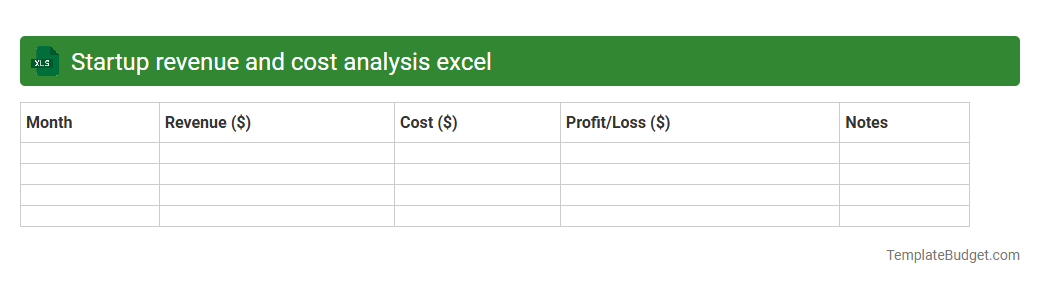 Startup revenue and cost analysis excel