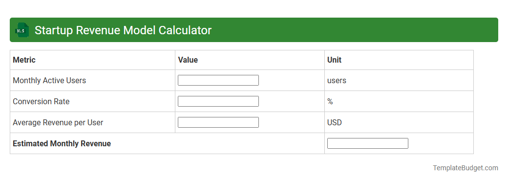 Startup Revenue Model Calculator