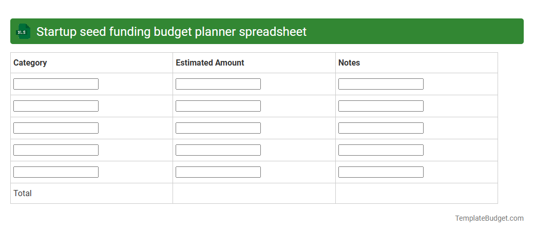Startup seed funding budget planner spreadsheet