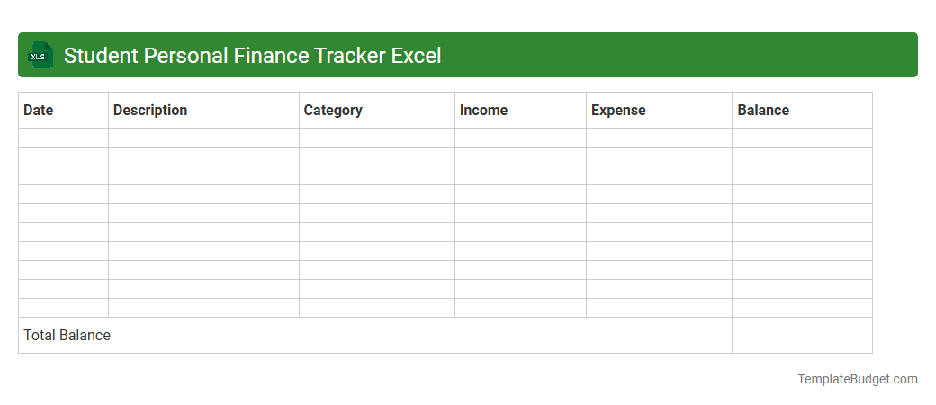 Student Personal Finance Tracker Excel