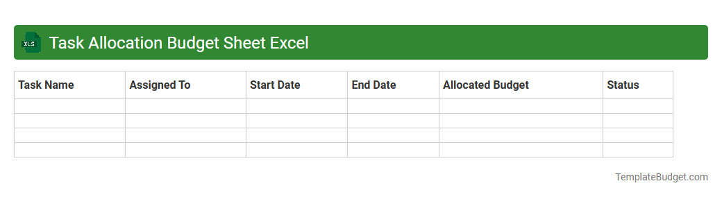 Task Allocation Budget Sheet Excel