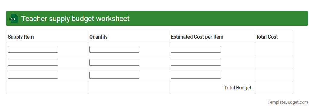 Teacher supply budget worksheet