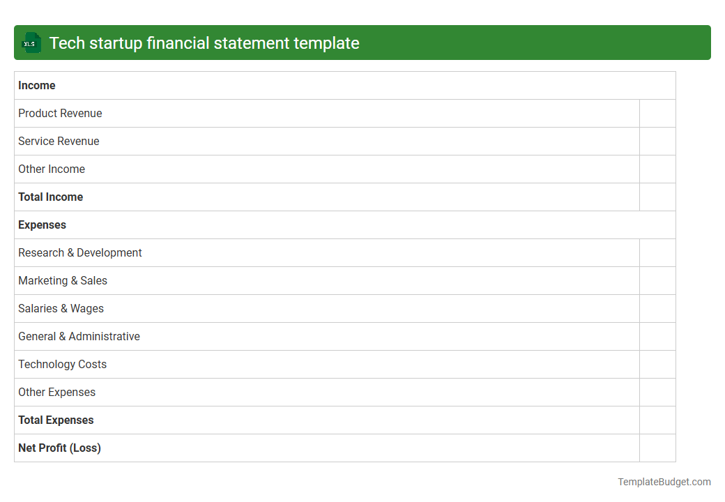 Tech startup financial statement template