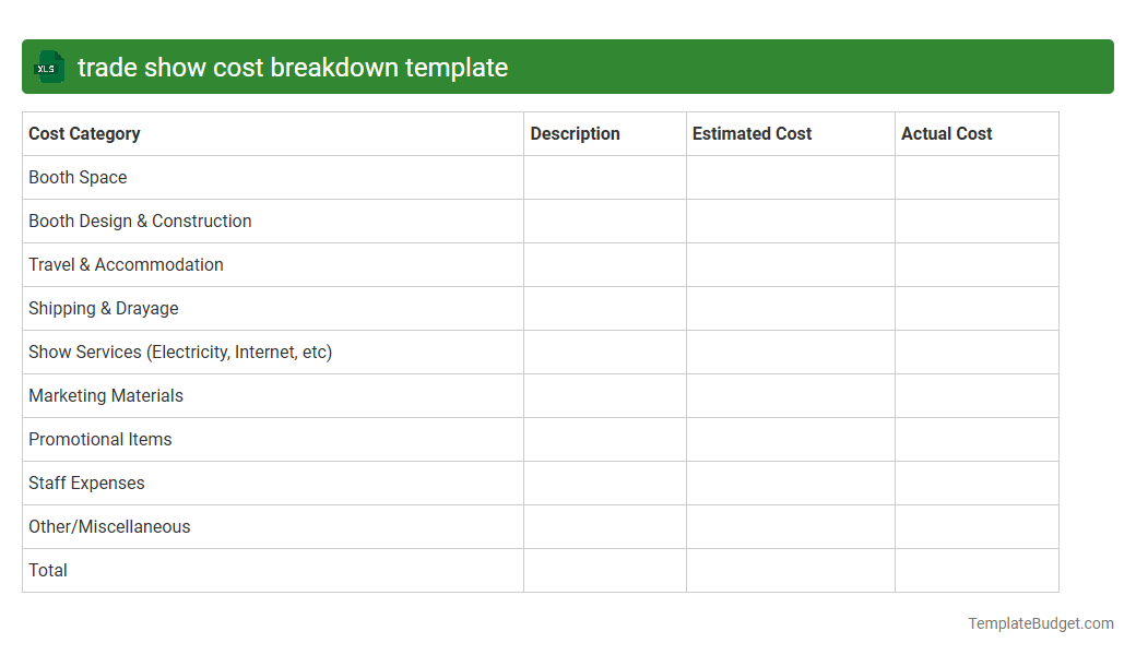 trade show cost breakdown template