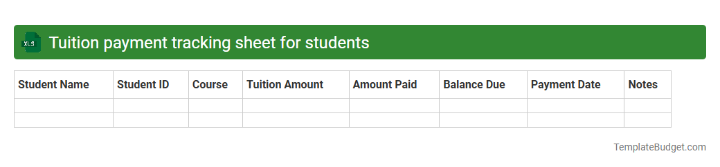 Tuition payment tracking sheet for students