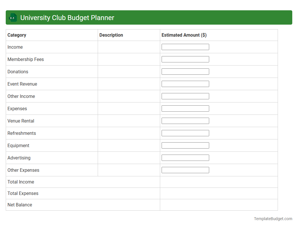 University Club Budget Planner