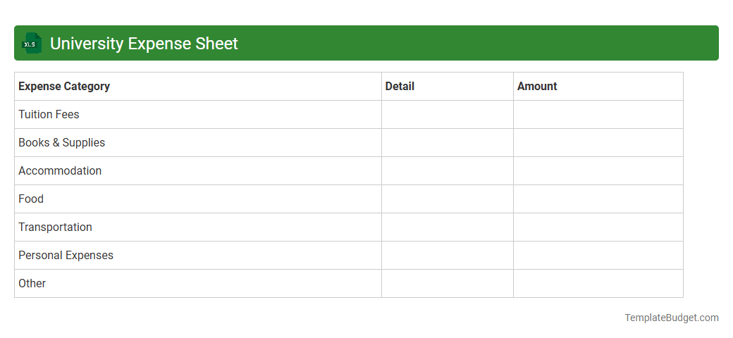 University Expense Sheet