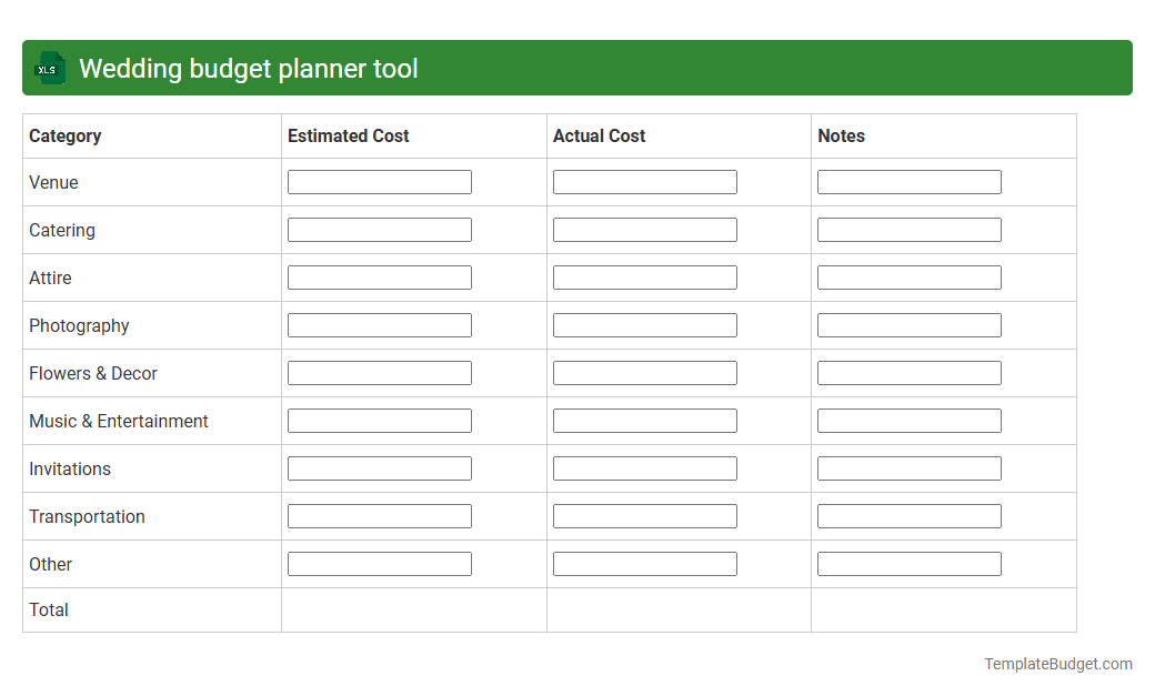 Wedding budget planner tool