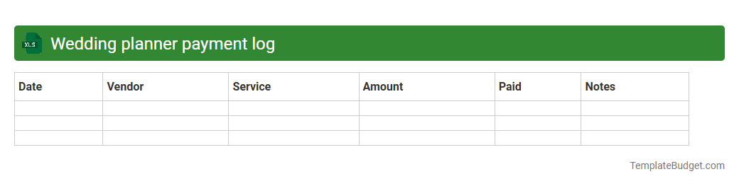 Wedding planner payment log