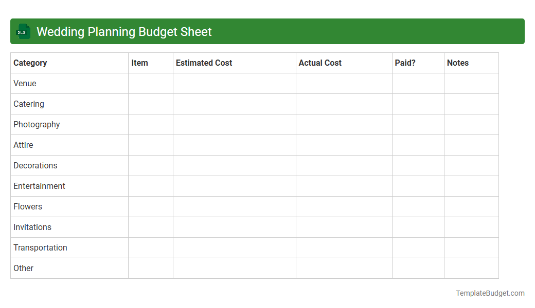Wedding Planning Budget Sheet