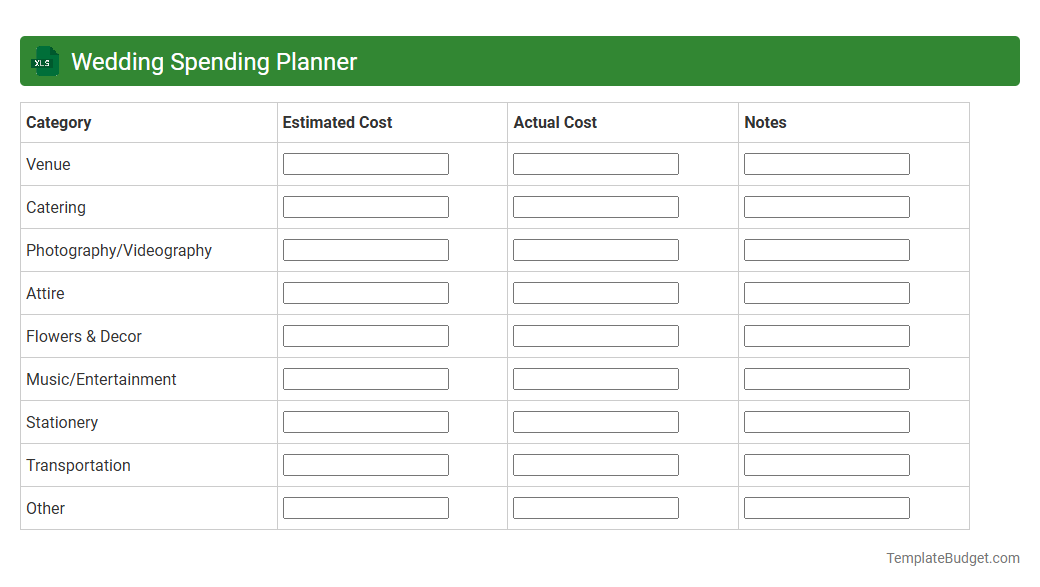 Wedding Spending Planner