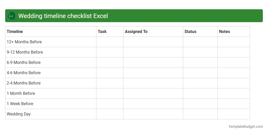 Wedding timeline checklist Excel