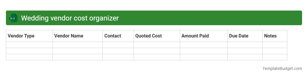 Wedding vendor cost organizer