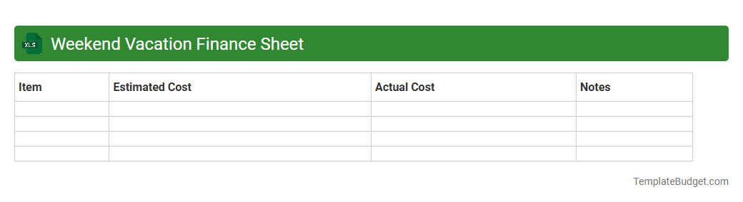 Weekend Vacation Finance Sheet