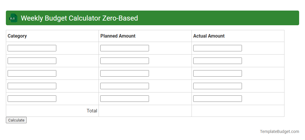 Weekly Budget Calculator Zero-Based