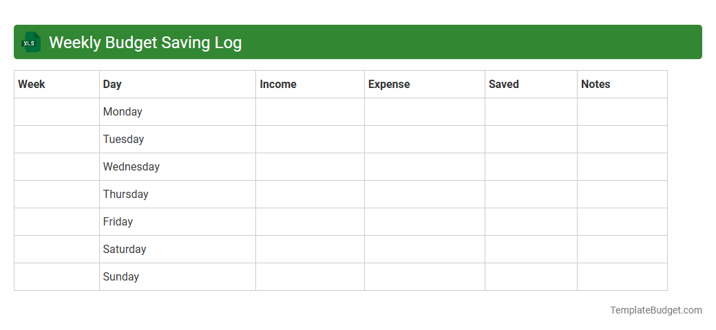 Weekly Budget Saving Log
