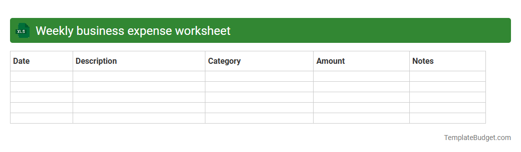 Weekly business expense worksheet