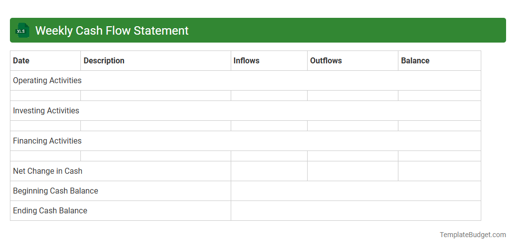 Weekly Cash Flow Statement