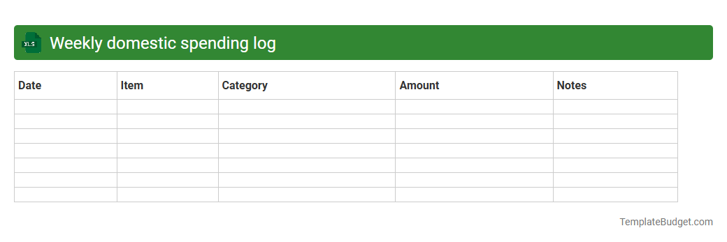 Weekly domestic spending log