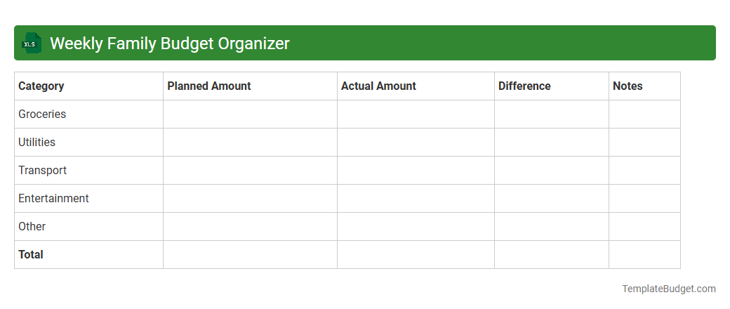 Weekly Family Budget Organizer