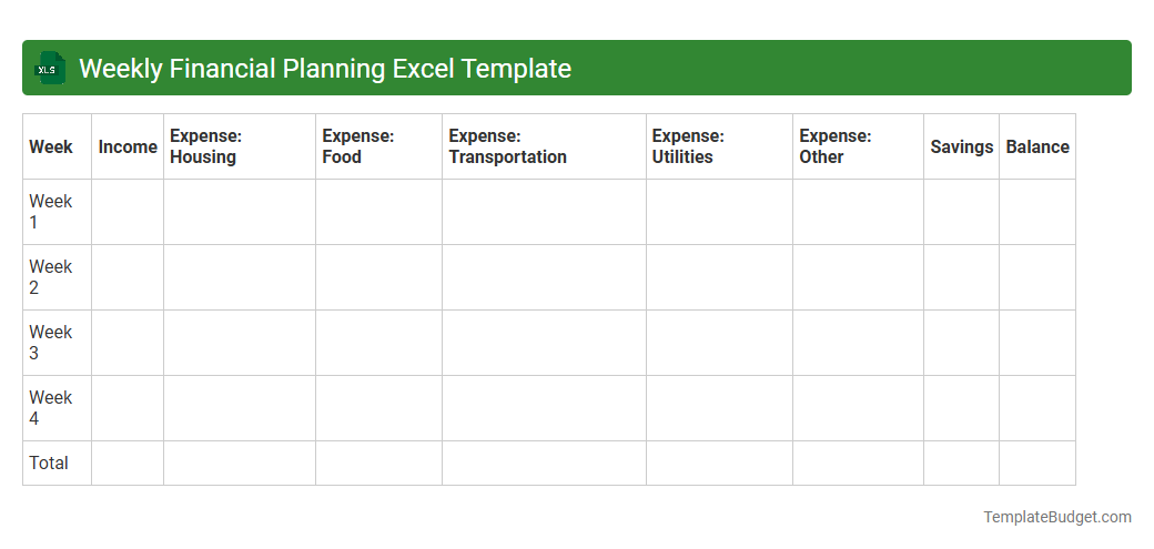 Weekly Financial Planning Excel Template