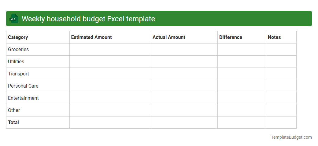 Weekly household budget Excel template