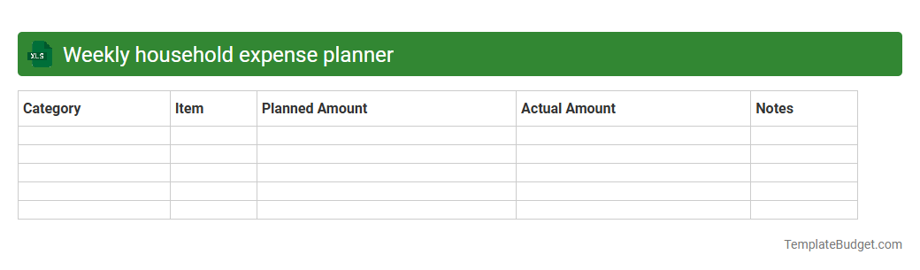 Weekly household expense planner