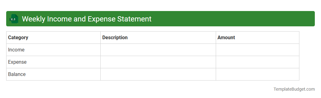 Weekly Income and Expense Statement