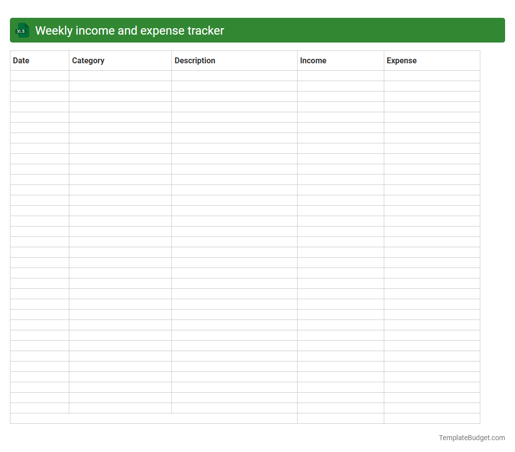 Weekly income and expense tracker