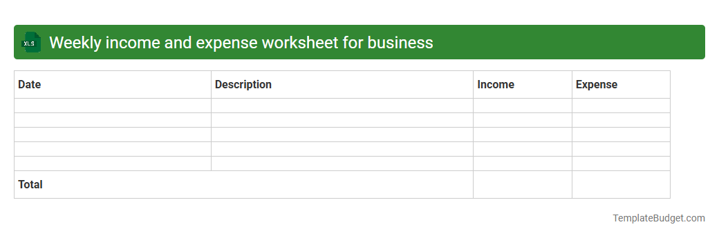 Weekly income and expense worksheet for business