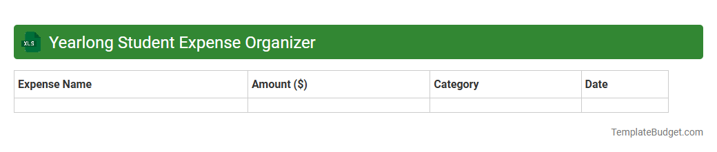 Yearlong Student Expense Organizer