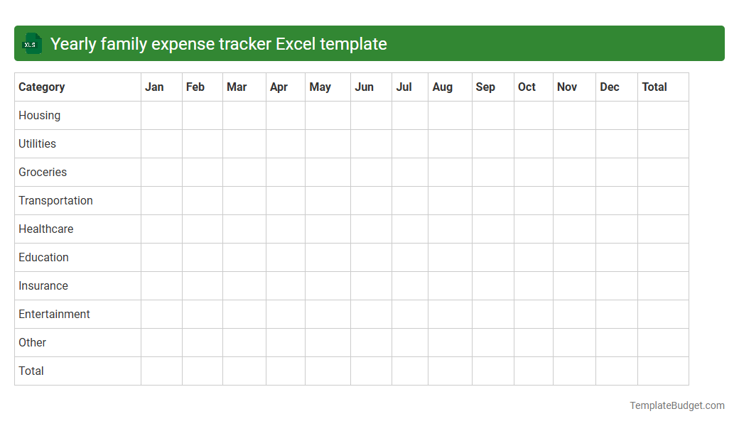 Yearly family expense tracker Excel template