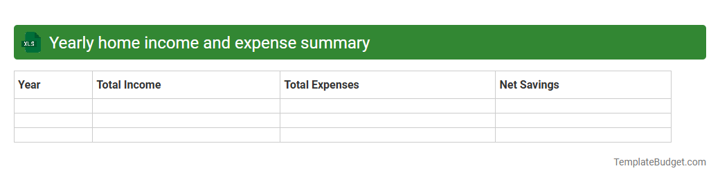 Yearly home income and expense summary