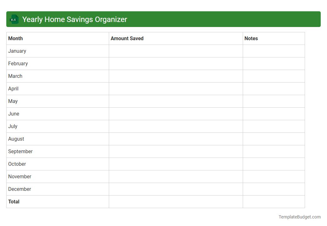 Yearly Home Savings Organizer
